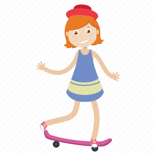 Cartoon, girl, kid, skateboard, sport icon - Download on Iconfinder