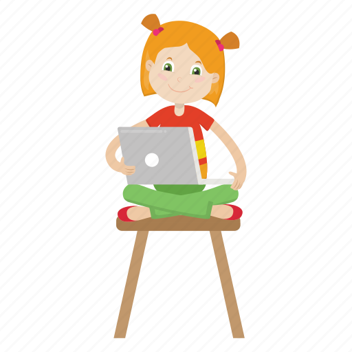 Girl, kid, laptop, sitting, student icon - Download on Iconfinder