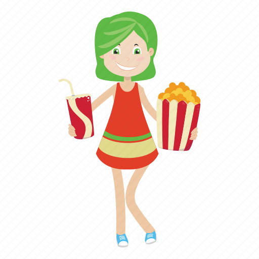 Girl, kid, popcorn icon - Download on Iconfinder