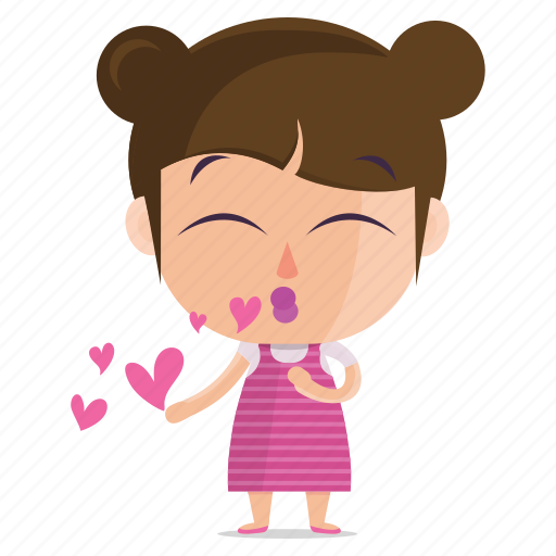 Child, emoji, emoticon, girl, kiss, sticker icon - Download on Iconfinder