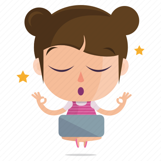 Child, emoji, emoticon, girl, meditation, sticker icon - Download on Iconfinder