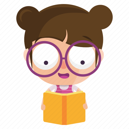Child, emoji, emoticon, girl, reading, sticker icon - Download on Iconfinder