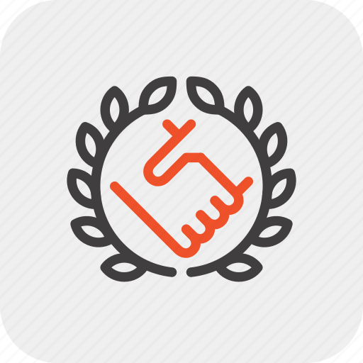 Agreement, deal, global, handshake, international, laurel, wreath icon - Download on Iconfinder