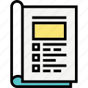 business, leaflet, magazine, open, page, report icon
