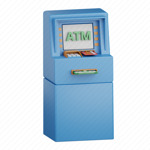 Atm, machine, money, technology, bank, transaction, currency 3D illustration - Download on Iconfinder