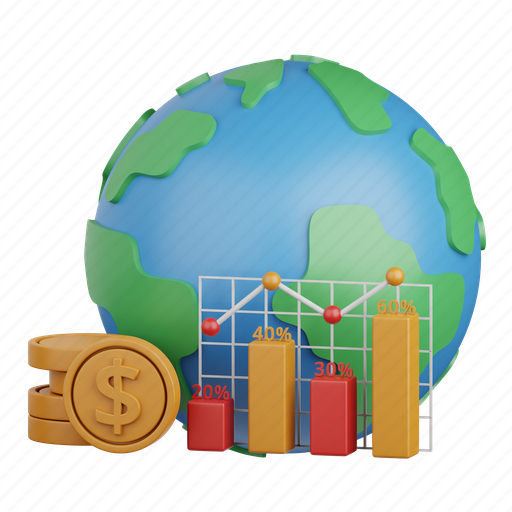 Economic, growth, investment, economy, chart, profit, graph 3D illustration - Download on Iconfinder