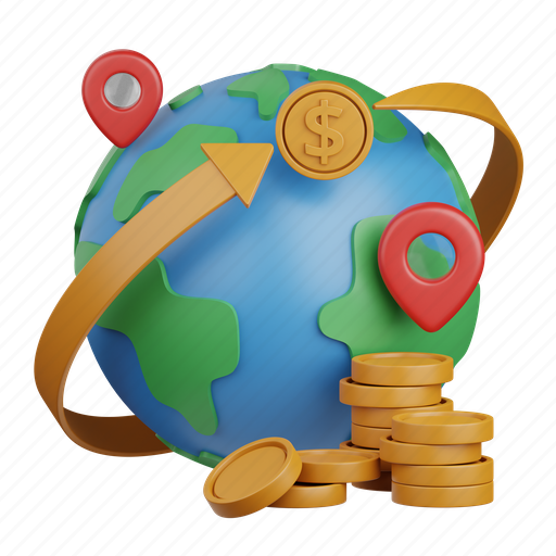 Global, currency, finance, economy, bank, cash, world 3D illustration - Download on Iconfinder