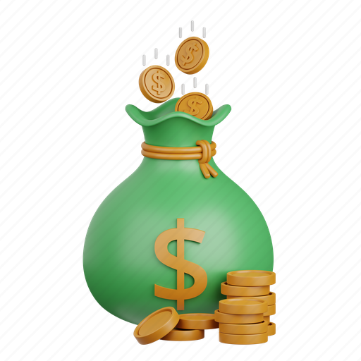 Money, bag, finance, cash, coin, earning, income 3D illustration - Download on Iconfinder