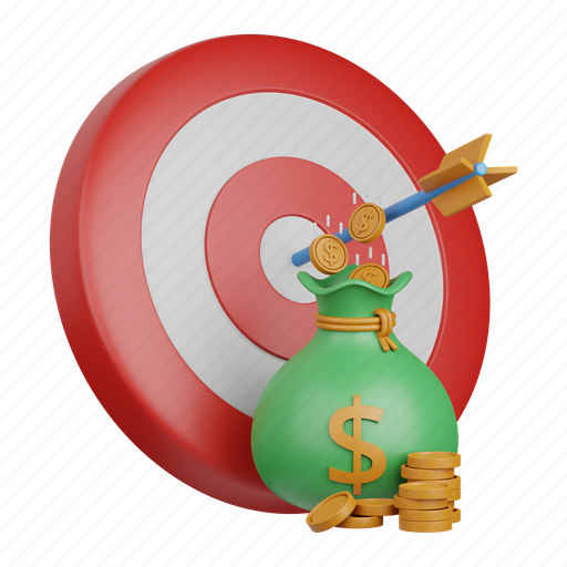 Revenue, target, 3d, profit, economy, success, marketing 3D illustration - Download on Iconfinder