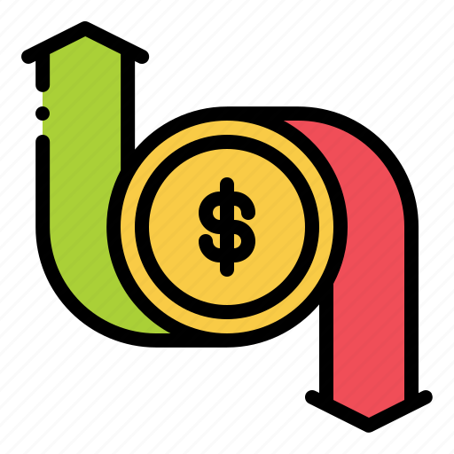 Fluctuation, loss, money, dollar, turnover, arrow, up icon - Download on Iconfinder