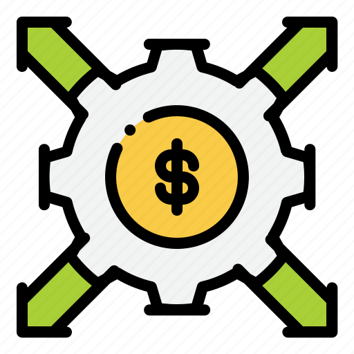 Output, money, gear, management, business, and, finance icon - Download on Iconfinder