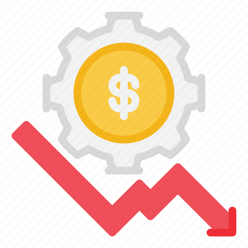 Loss, money, gear, bankrupt, down, arrow, dollar icon - Download on Iconfinder