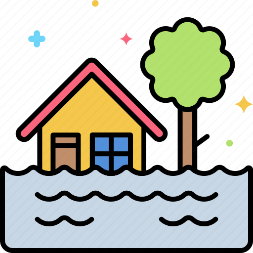 Flood, river, water, house icon - Download on Iconfinder