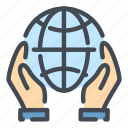 globe, world, internet, network, hand, hold, care