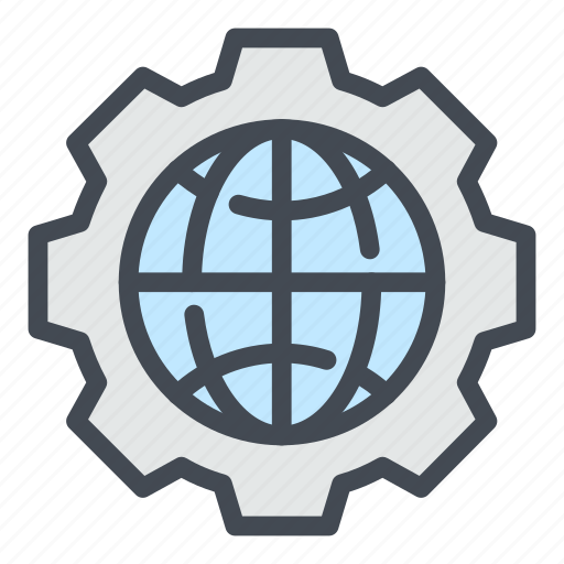 Globe, world, internet, network, gear, cog, settings icon - Download on Iconfinder