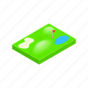 course, flag, golf, green, isometric, leisure, sport 