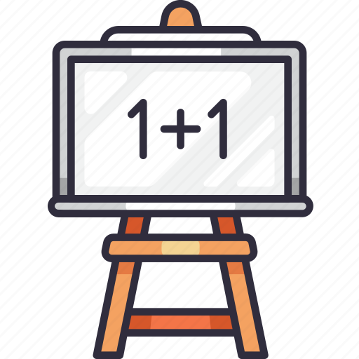 Addition, 1+1, mathematics, math, whiteboard, education, school icon - Download on Iconfinder