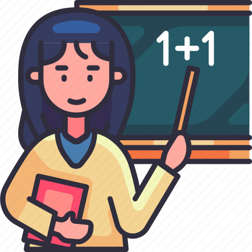 Female, teacher, mathematics, teaching, chalkboard, education, school icon - Download on Iconfinder