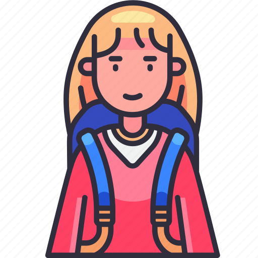 Girl student, go to school, kid, backpack, school, education, back to school icon - Download on Iconfinder