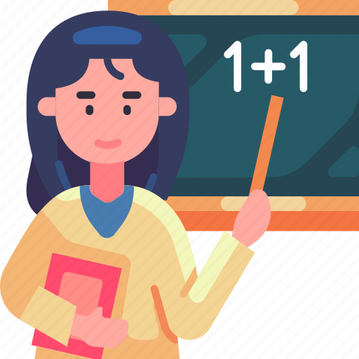Female, teacher, mathematics, teaching, chalkboard, education, school icon - Download on Iconfinder