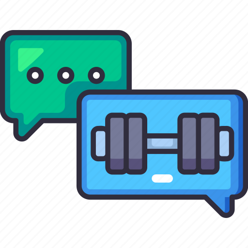 Consultation, talk, chat, dumbbell, trainer, fitness, gym icon - Download on Iconfinder