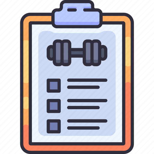 Exercise list, dumbbell, clipboard, plan, checklist, fitness, gym icon - Download on Iconfinder