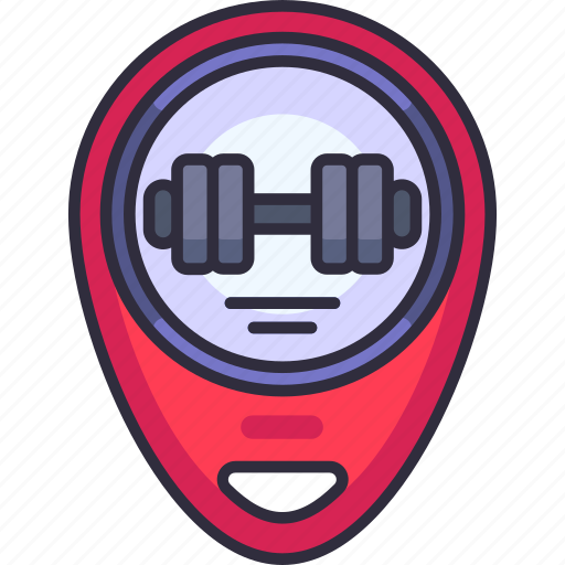 Location, pin, map, dumbbell, place, fitness, gym icon - Download on Iconfinder