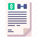 invoice, receipt, bill, budget, dumbbell, fitness, gym, sport, workout
