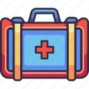 first aid kit, emergency, box, rescue, bag, hospital, clinic, medical, healthcare