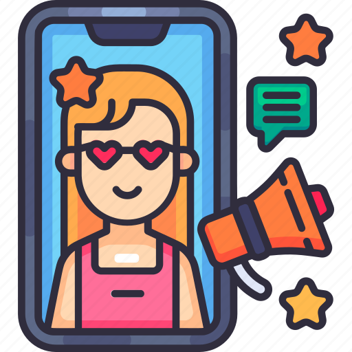Influencer, social media, live, content, mobile, marketing, advertising icon - Download on Iconfinder