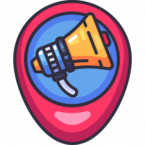 Location, pin, tag, map, megaphone, marketing, advertising icon - Download on Iconfinder