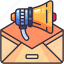 newsletter, notification, message, envelope, megaphone, marketing, advertising, promotion, ads 
