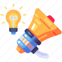 creative, idea, innovation, megaphone, light bulb, marketing, advertising, promotion, ads