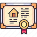 certificate, house certificate, agreement, document, contract, real estate, property, home, house
