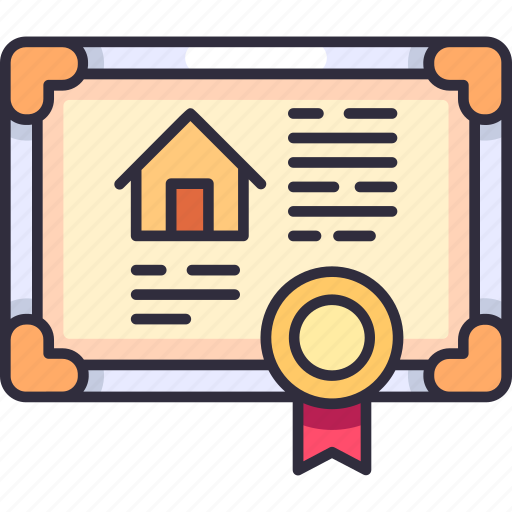 Certificate, house certificate, agreement, document, contract, real estate, property icon - Download on Iconfinder
