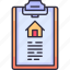 clipboard, document, details, agreement, report, real estate, property, home, house 
