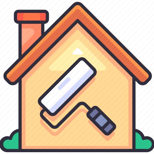 Renovation, paint, repair, roller, wall, real estate, property icon - Download on Iconfinder