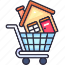 shopping, trolley, buy, cart, pay, real estate, property, home, house