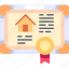 certificate, house certificate, agreement, document, contract, real estate, property, home, house 