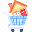 shopping, trolley, buy, cart, pay, real estate, property, home, house