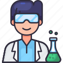 male scientist, lab, laboratory, flask, researcher, science, technology, future
