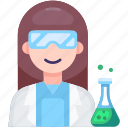 female scientist, lab, laboratory, flask, researcher, science, technology, future