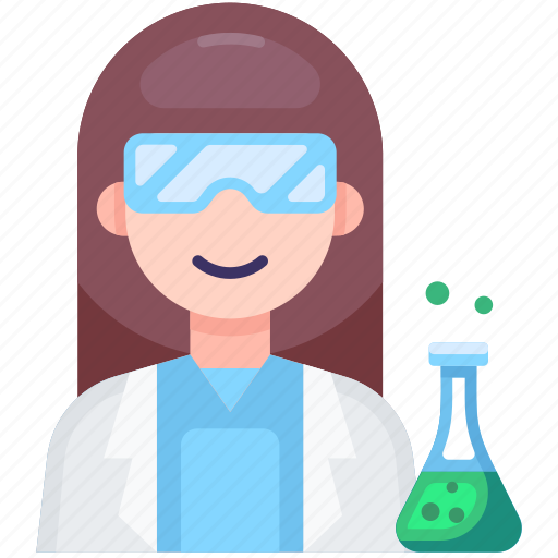 Female scientist, lab, laboratory, flask, researcher, science, technology icon - Download on Iconfinder