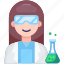 female scientist, lab, laboratory, flask, researcher, science, technology, future 