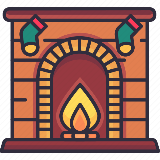 Fireplace, chimney, fire, flame, warm, winter, christmas icon - Download on Iconfinder