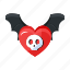 bat heart, gothic heart, flying heart, skull heart, gothic emoji 
