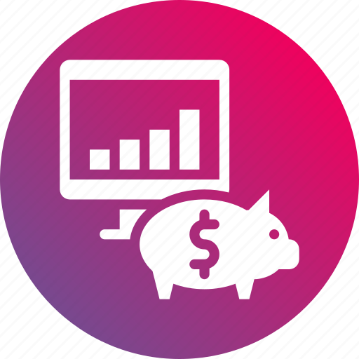 Analysis, gradient, increase, profits, report, pig, piggy bank icon - Download on Iconfinder
