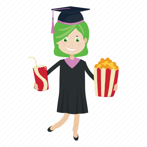 Girl, graduation, popcorn, student icon - Download on Iconfinder