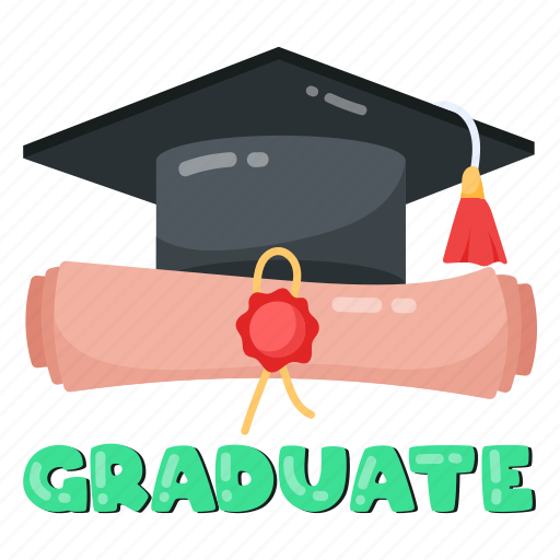 Graduate, graduation degree, graduation diploma, graduation certificate, graduation ceremony sticker - Download on Iconfinder