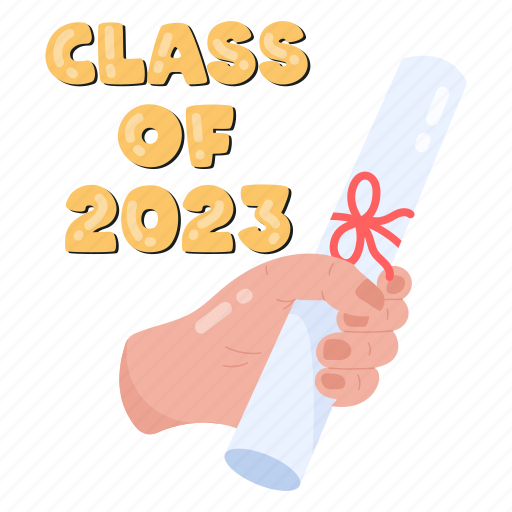 2023 class, graduation certificate, degree holder, diploma holder, certificate holder sticker - Download on Iconfinder